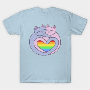 Rainbow Pride Heart Cats Kawaii T-Shirt